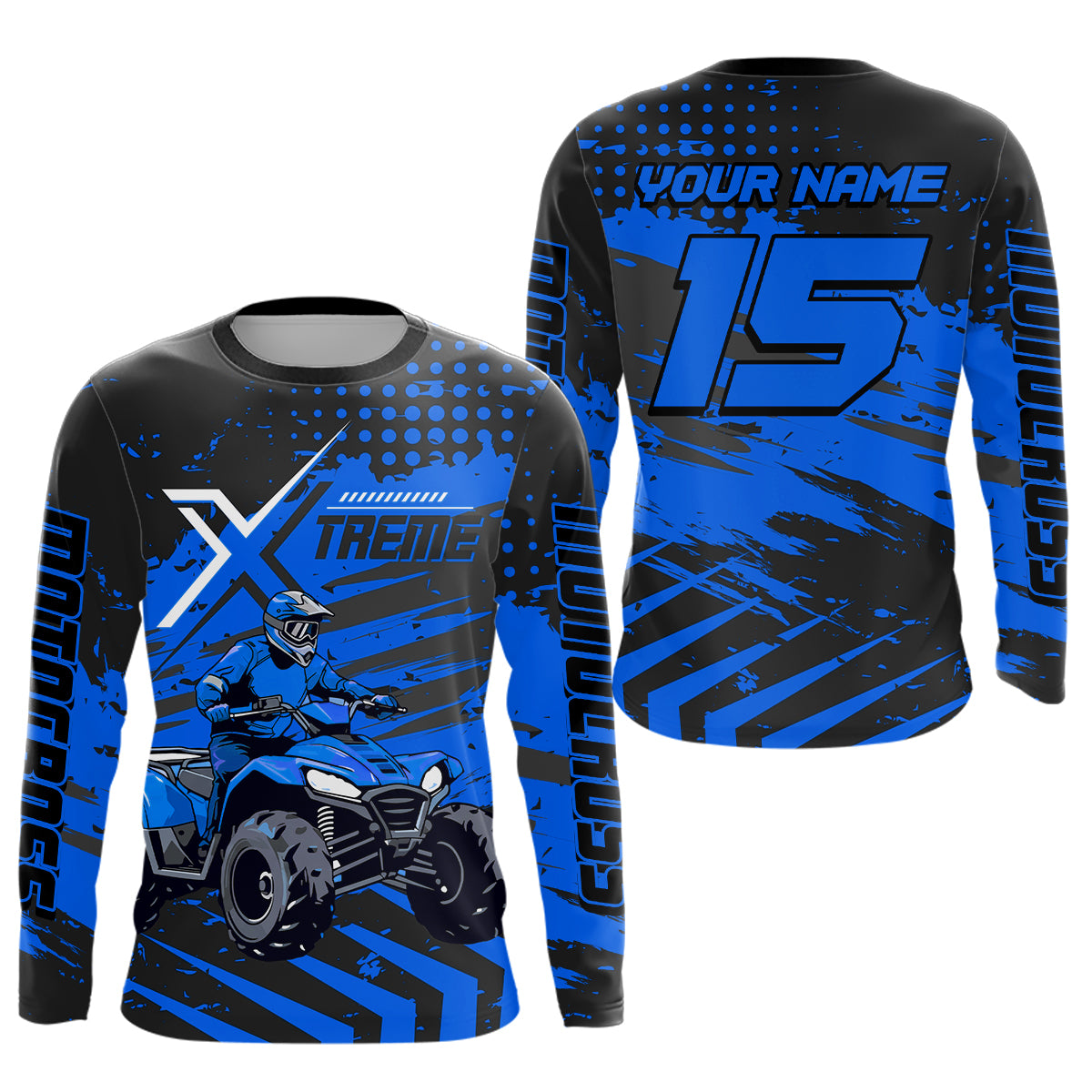 Custom Blue Off-Road Quad Bike Shirt Extreme ATV Motocross Shirts Kid Men Women UPF30+ DNT79