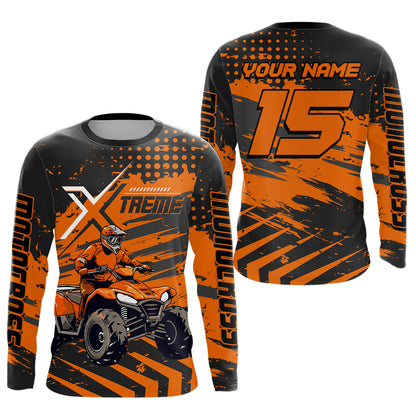 Custom Orange Off-Road Quad Bike Shirt Extreme ATV Motocross Shirts Kid Men Women UPF30+ DNT79