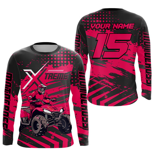 Custom Pink Off-Road Quad Bike Shirt Extreme ATV Motocross Shirts Kid Men Women UPF30+ DNT79