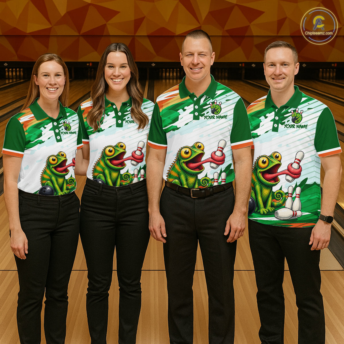 Custom Funny Chameleon Bowling Jersey for Women Bowling Team Shirts Bowling League HNT308
