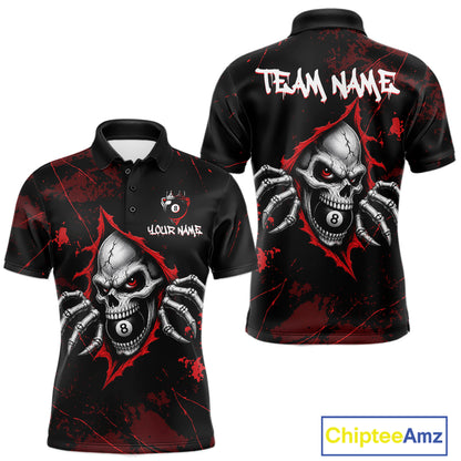 Red Skull 8 Ball Custom Billiard Shirts for Men Billiard Team Jerseys Billiard League NNT322