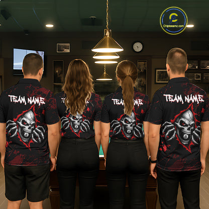 Red Skull 8 Ball Custom Billiard Shirts for Women Billiard Team Jerseys Billiard League NNT322