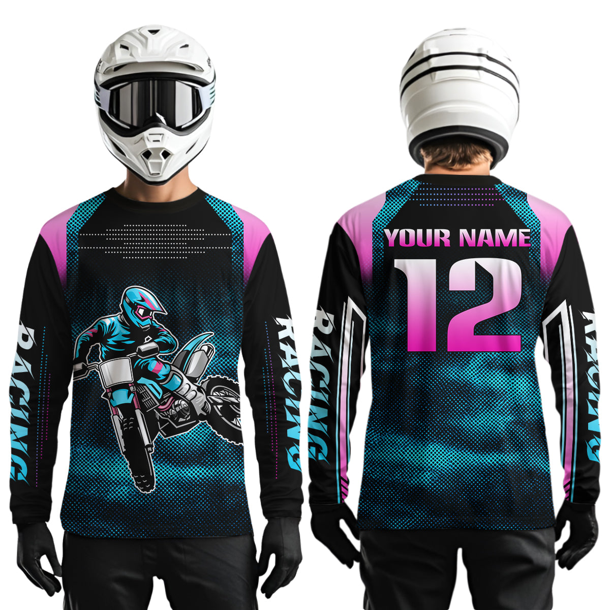 Blue Youth Dirt Bike Jersey Men Women Kid Custom Motocross Jersey Off-Roading Jersey DNT49