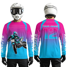 Load image into Gallery viewer, Pink Youth Dirt Bike Jersey Men Women Kid Custom Motocross Jersey Off-Roading Jersey DNT49
