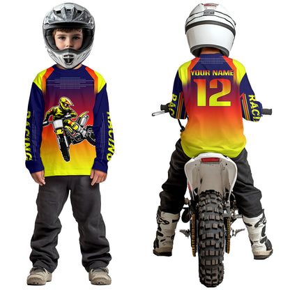 Yellow Youth Dirt Bike Jersey Men Women Kid Custom Motocross Jersey Off-Roading Jersey DNT49