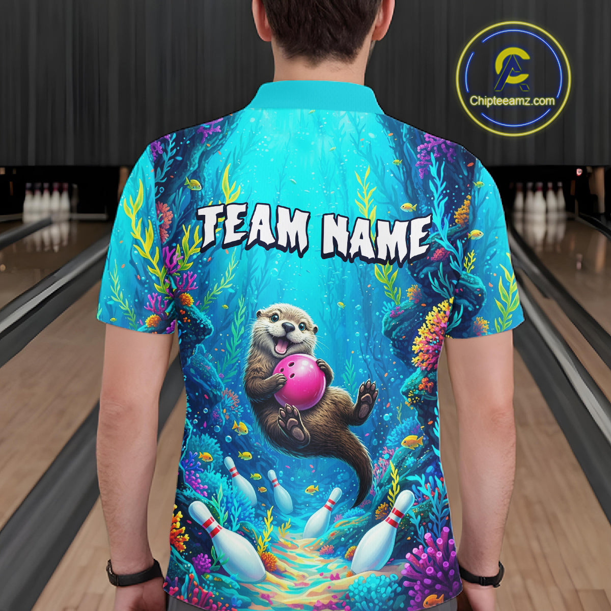 Custom Ocean Funny Otte Bowling Jersey for Men Funny Bowling Team Shirts Bowling Uniform HNT273