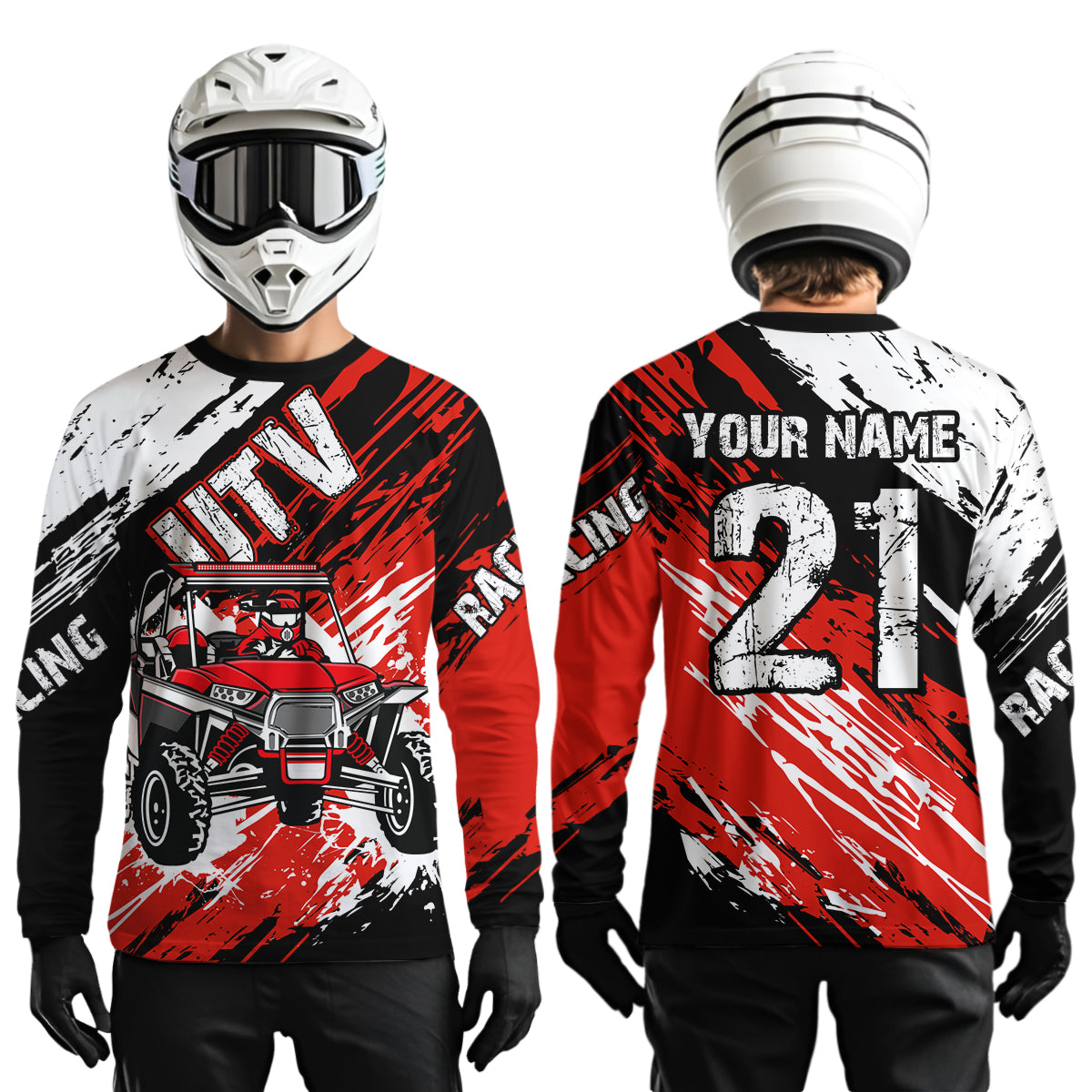 Custom Red UTV Motocross Racing Shirt Men Women Side by Side UTV Off-Road Shirts UPF30+ DNT95