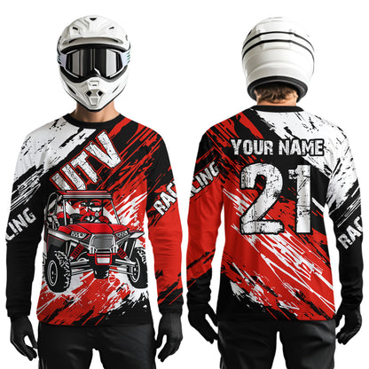 Custom Red UTV Motocross Racing Shirt Men Women Side by Side UTV Off-Road Shirts UPF30+ DNT95