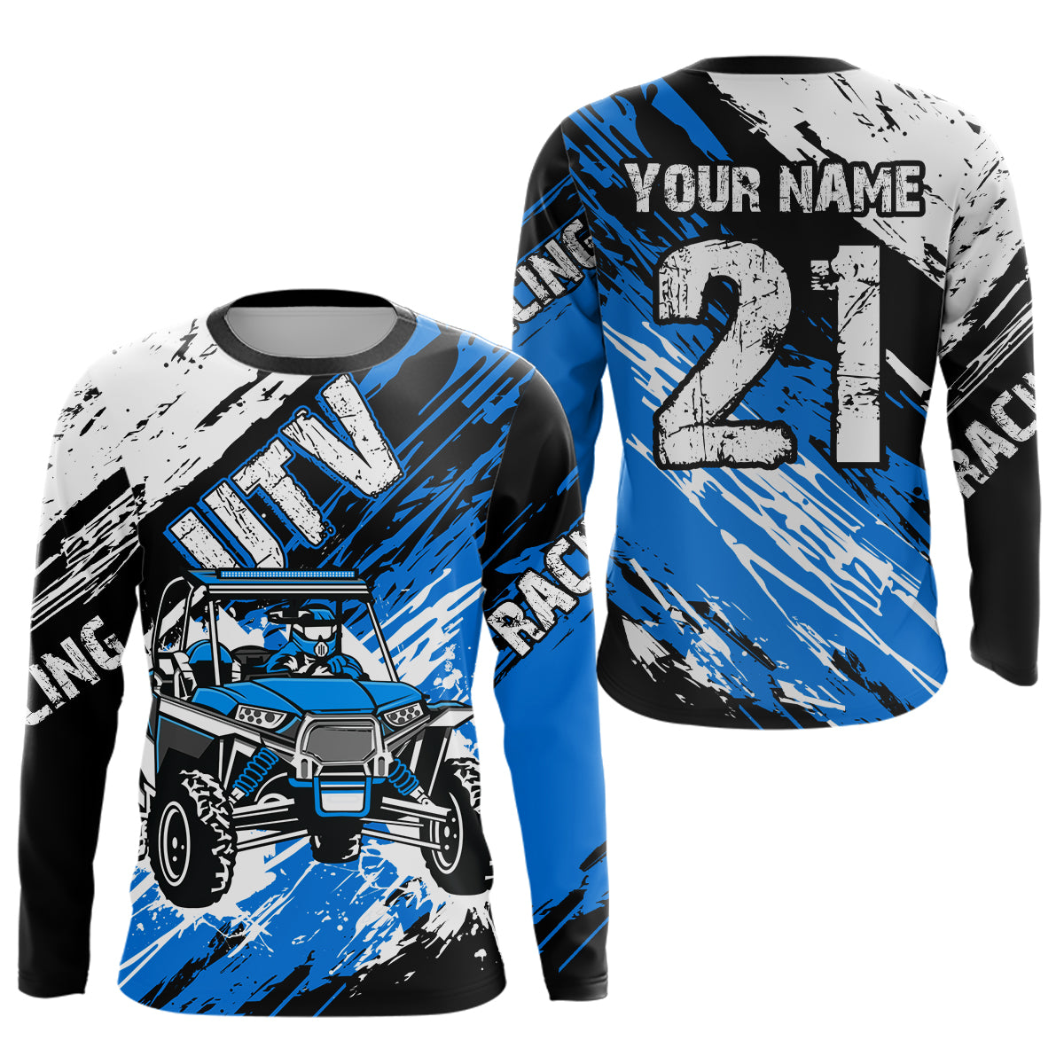 Custom Blue UTV Motocross Racing Shirt Men Women Side by Side UTV Off-Road Shirts UPF30+ DNT95