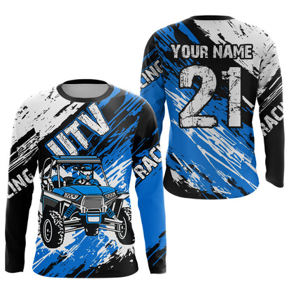 Custom Blue UTV Motocross Racing Shirt Men Women Side by Side UTV Off-Road Shirts UPF30+ DNT95