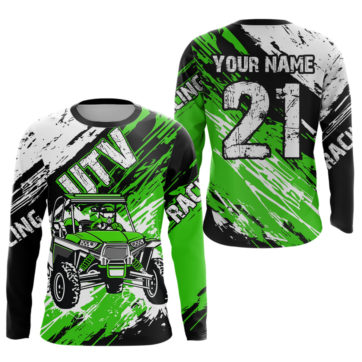 Custom Green UTV Motocross Racing Shirt Men Women Side by Side UTV Off-Road Shirts UPF30+ DNT95