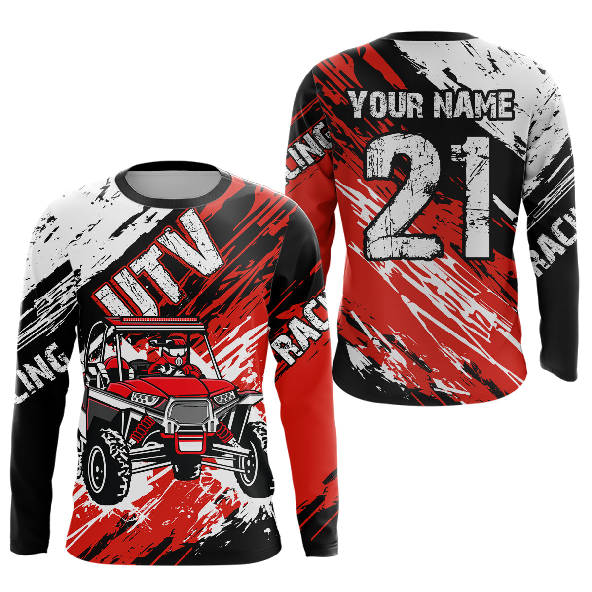 Custom Red UTV Motocross Racing Shirt Men Women Side by Side UTV Off-Road Shirts UPF30+ DNT95