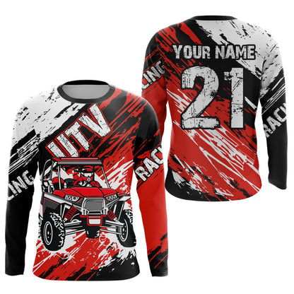 Custom Red UTV Motocross Racing Shirt Men Women Side by Side UTV Off-Road Shirts UPF30+ DNT95