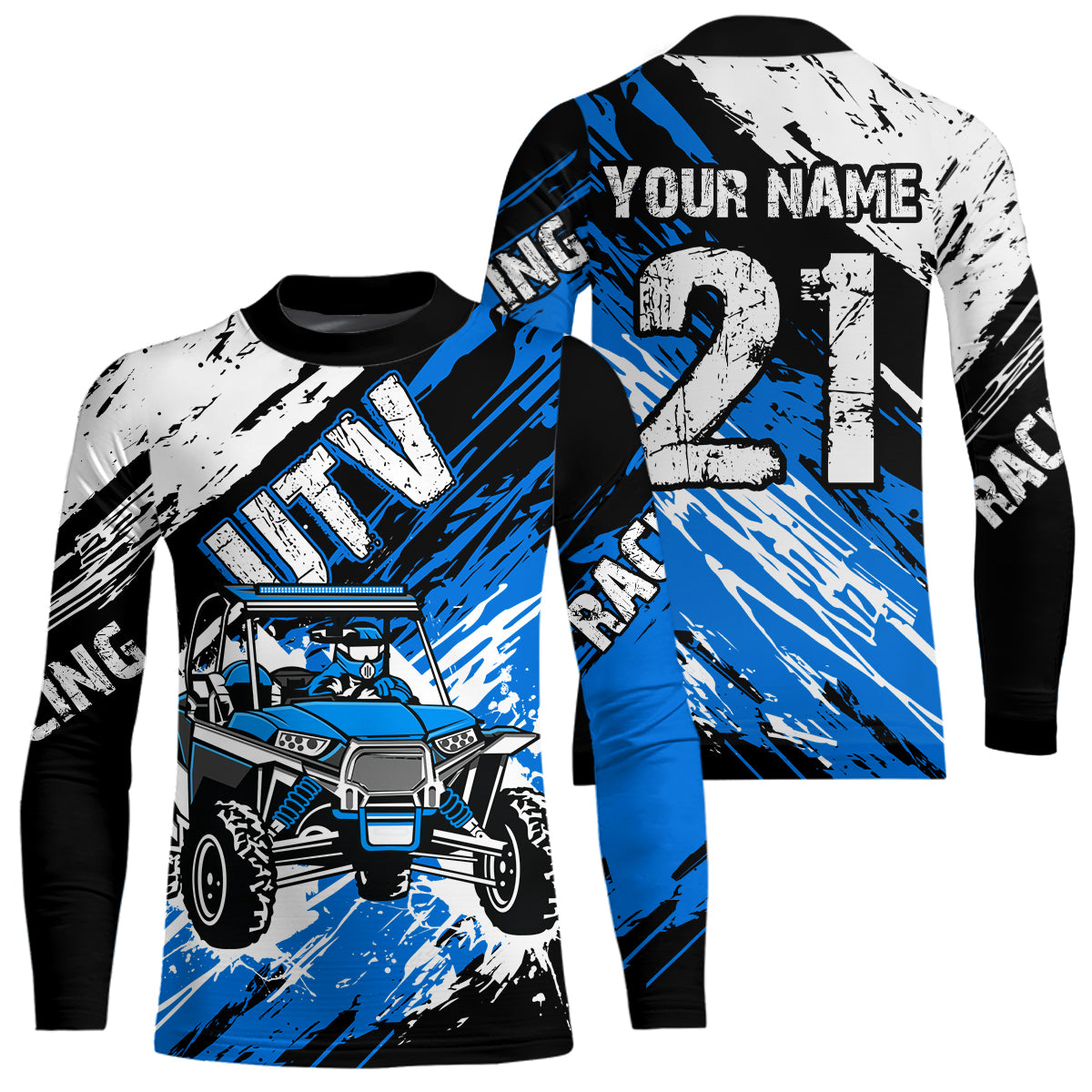 Custom Blue UTV Motocross Racing Shirt Men Women Side by Side UTV Off-Road Shirts UPF30+ DNT95