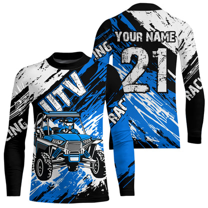 Custom Blue UTV Motocross Racing Shirt Men Women Side by Side UTV Off-Road Shirts UPF30+ DNT95