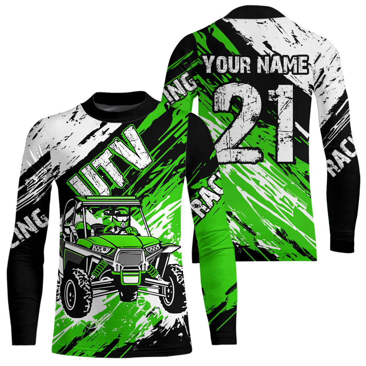 Custom Green UTV Motocross Racing Shirt Men Women Side by Side UTV Off-Road Shirts UPF30+ DNT95