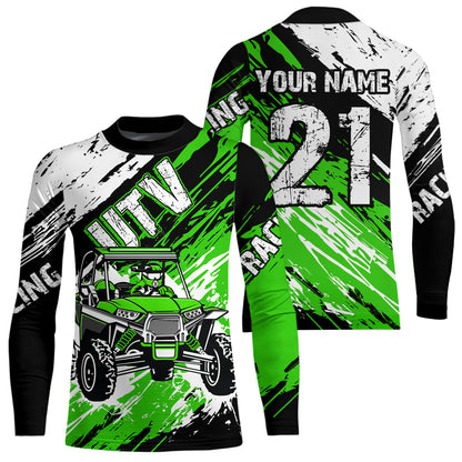 Custom Green UTV Motocross Racing Shirt Men Women Side by Side UTV Off-Road Shirts UPF30+ DNT95