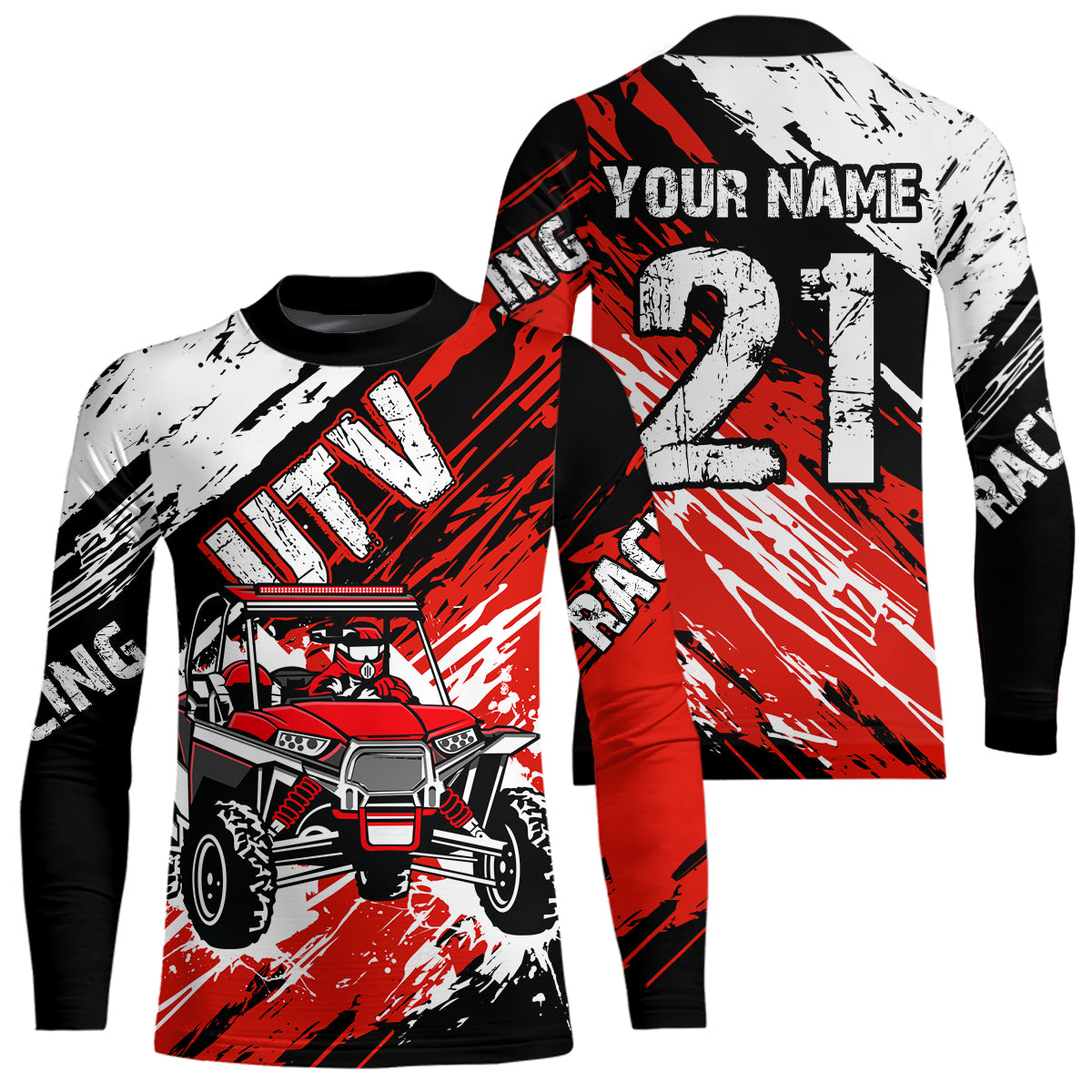 Custom Red UTV Motocross Racing Shirt Men Women Side by Side UTV Off-Road Shirts UPF30+ DNT95