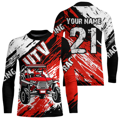 Custom Red UTV Motocross Racing Shirt Men Women Side by Side UTV Off-Road Shirts UPF30+ DNT95