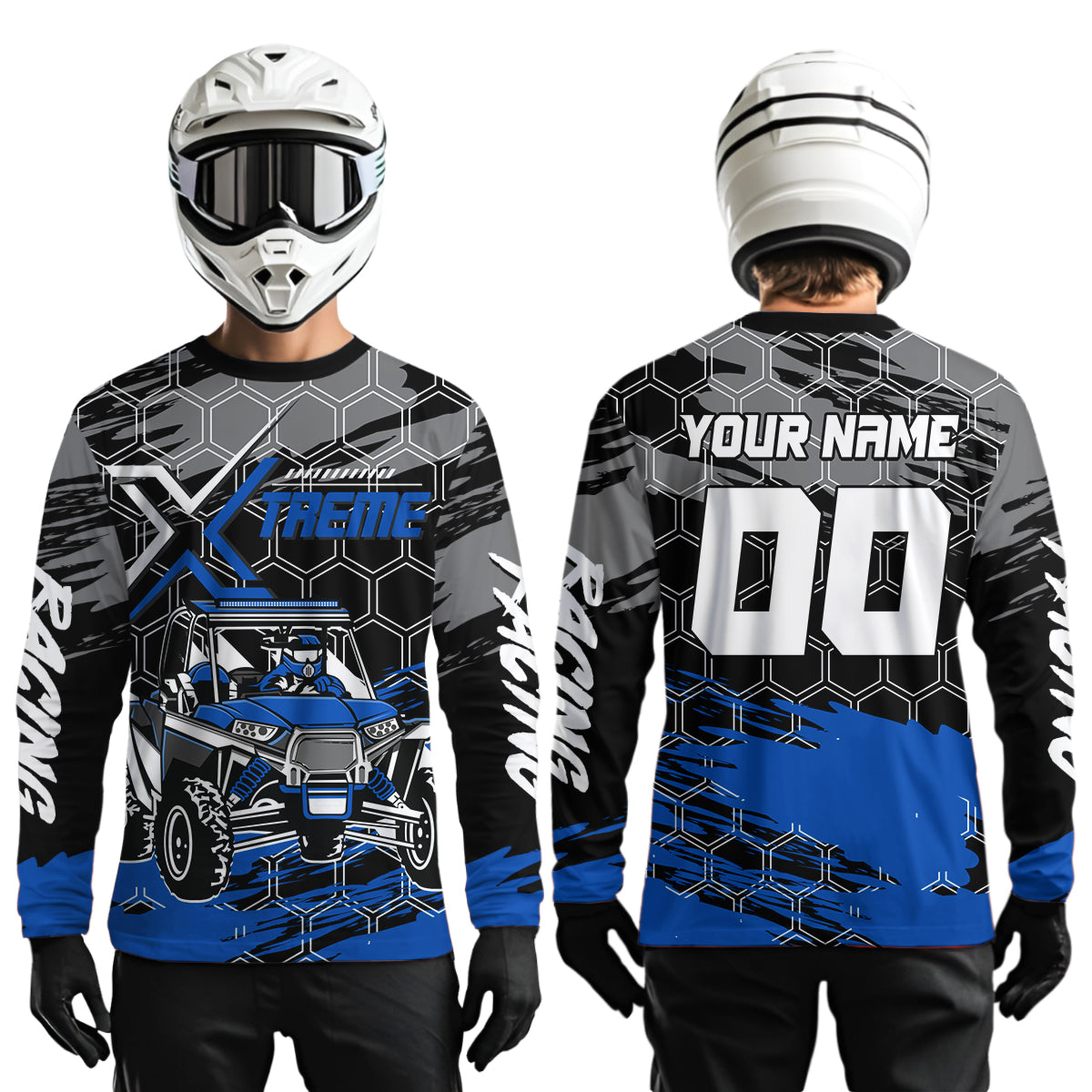 Custom Blue UTV Off-Road UTV Motocross Racing Shirt Men Women Side by Side UTV Off-Road Shirts UPF30+ DNT96