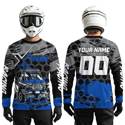 Custom Blue UTV Off-Road UTV Motocross Racing Shirt Men Women Side by Side UTV Off-Road Shirts UPF30+ DNT96