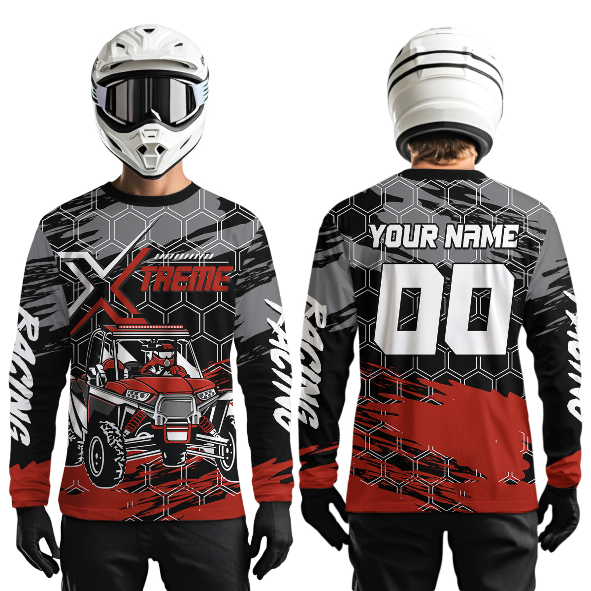 Custom Red UTV Off-Road UTV Motocross Racing Shirt Men Women Side by Side UTV Off-Road Shirts UPF30+ DNT96