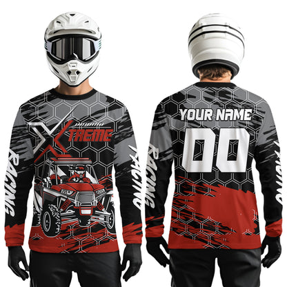 Custom Red UTV Off-Road UTV Motocross Racing Shirt Men Women Side by Side UTV Off-Road Shirts UPF30+ DNT96