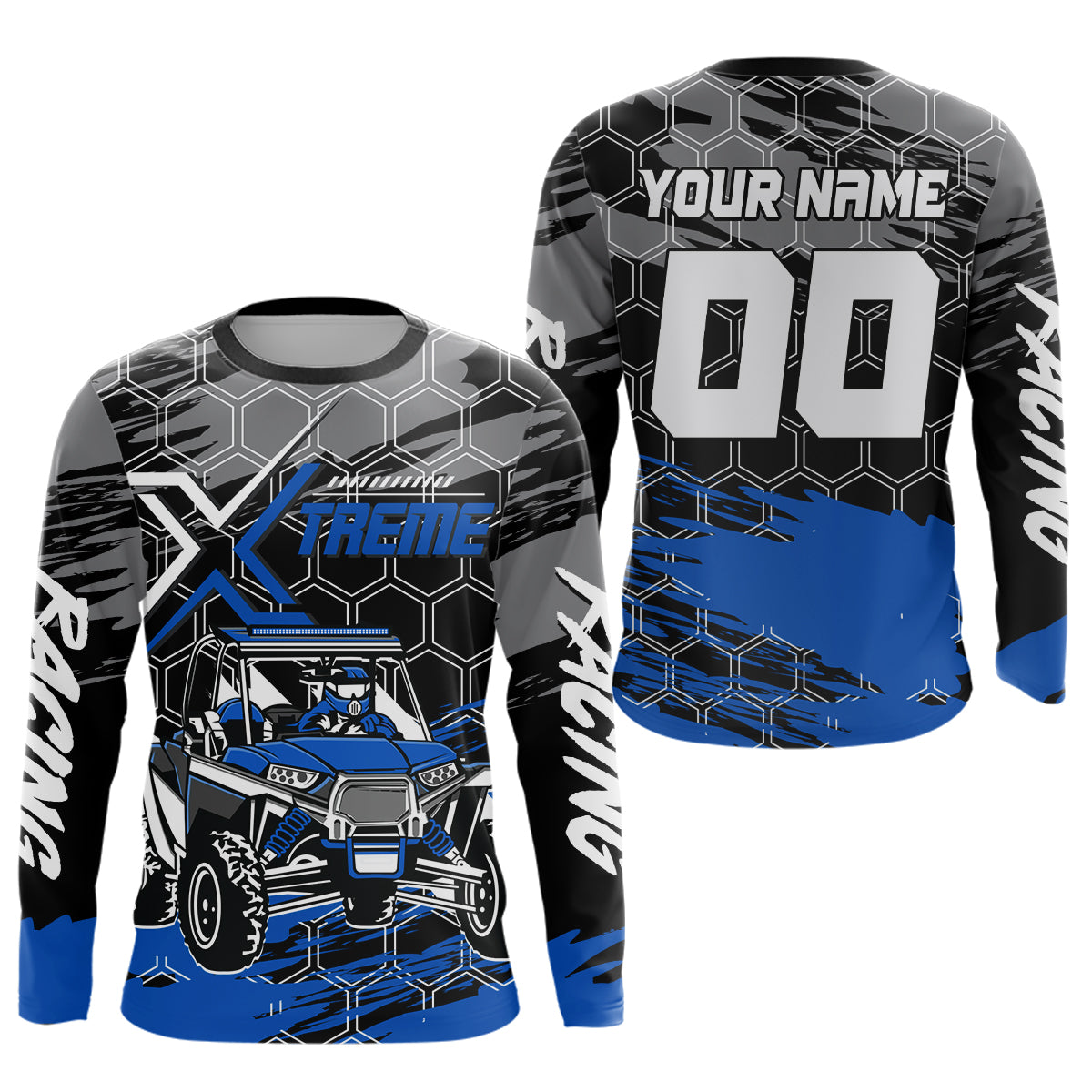 Custom Blue UTV Off-Road UTV Motocross Racing Shirt Men Women Side by Side UTV Off-Road Shirts UPF30+ DNT96