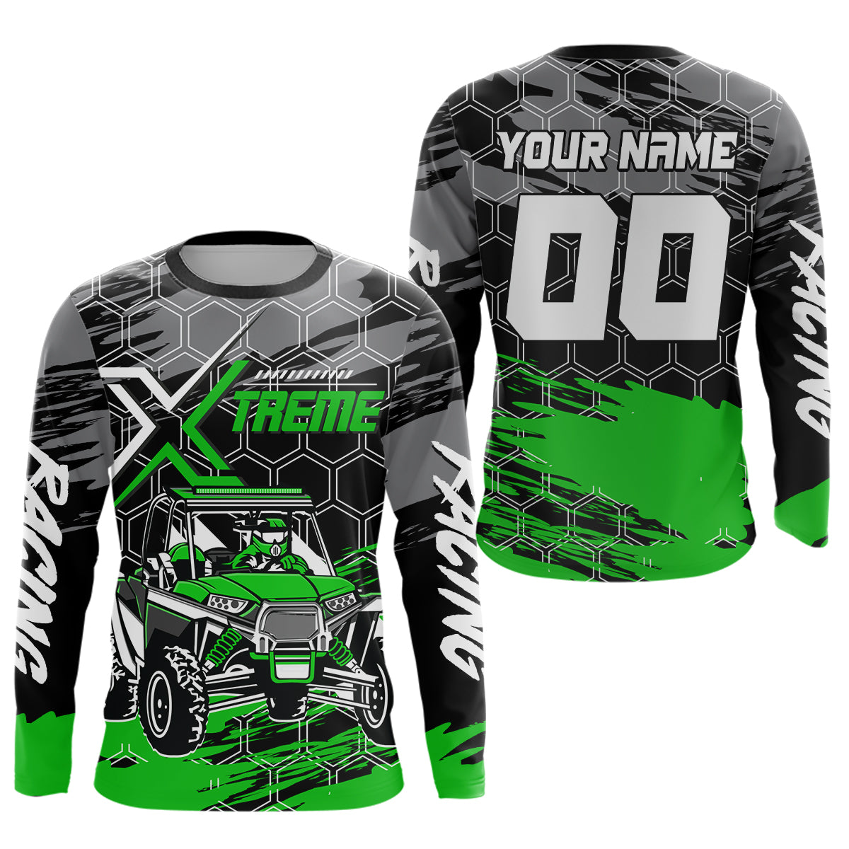 Custom Green UTV Off-Road UTV Motocross Racing Shirt Men Women Side by Side UTV Off-Road Shirts UPF30+ DNT96