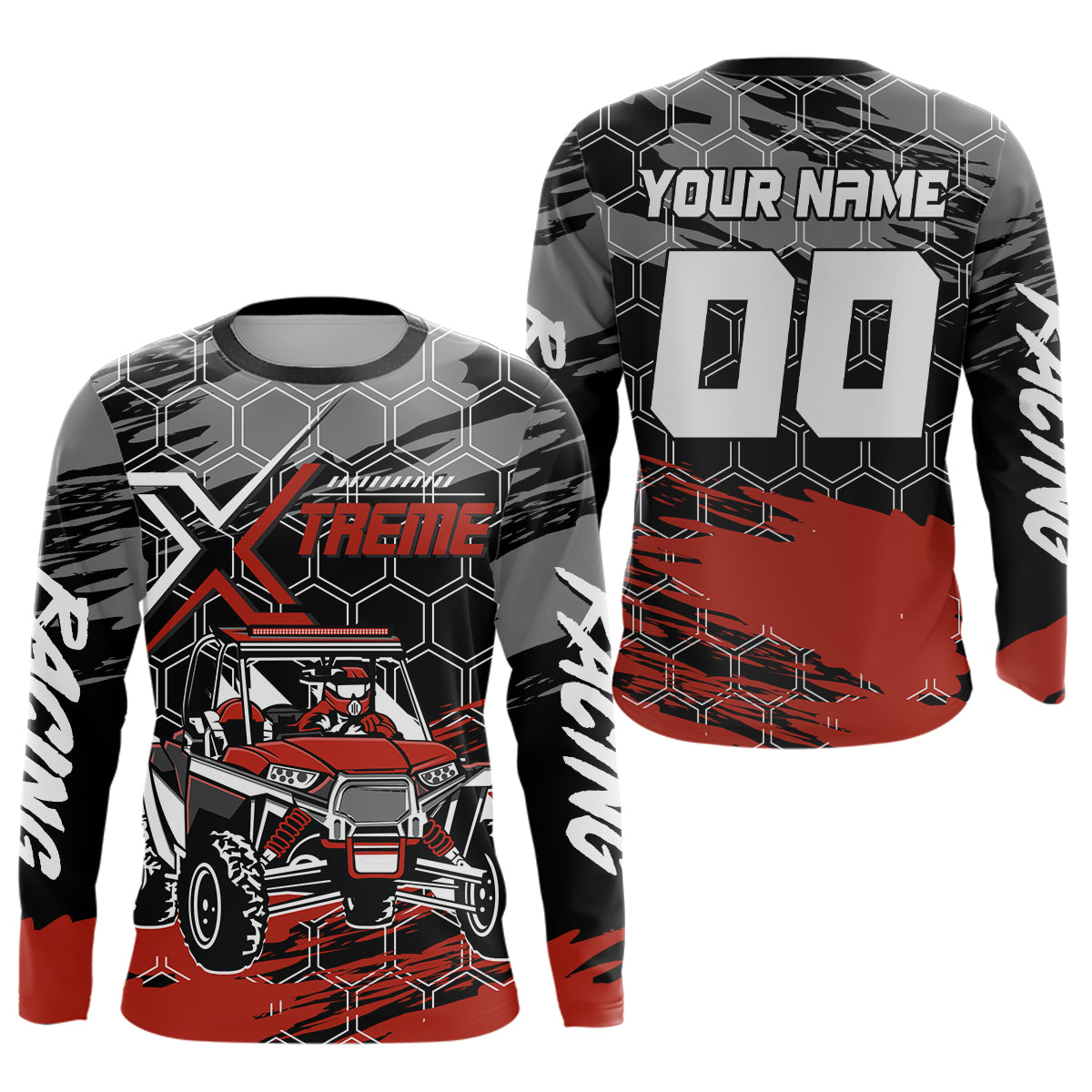 Custom Red UTV Off-Road UTV Motocross Racing Shirt Men Women Side by Side UTV Off-Road Shirts UPF30+ DNT96