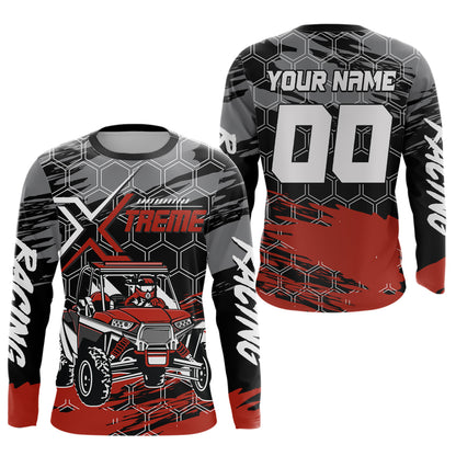 Custom Red UTV Off-Road UTV Motocross Racing Shirt Men Women Side by Side UTV Off-Road Shirts UPF30+ DNT96
