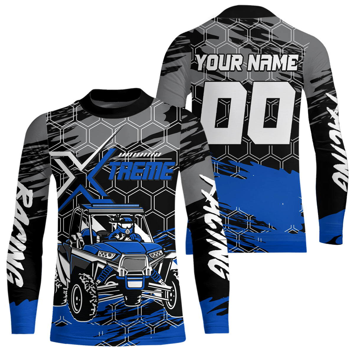 Custom Blue UTV Off-Road UTV Motocross Racing Shirt Men Women Side by Side UTV Off-Road Shirts UPF30+ DNT96