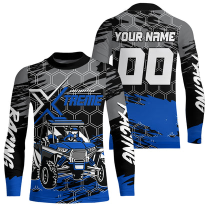 Custom Blue UTV Off-Road UTV Motocross Racing Shirt Men Women Side by Side UTV Off-Road Shirts UPF30+ DNT96