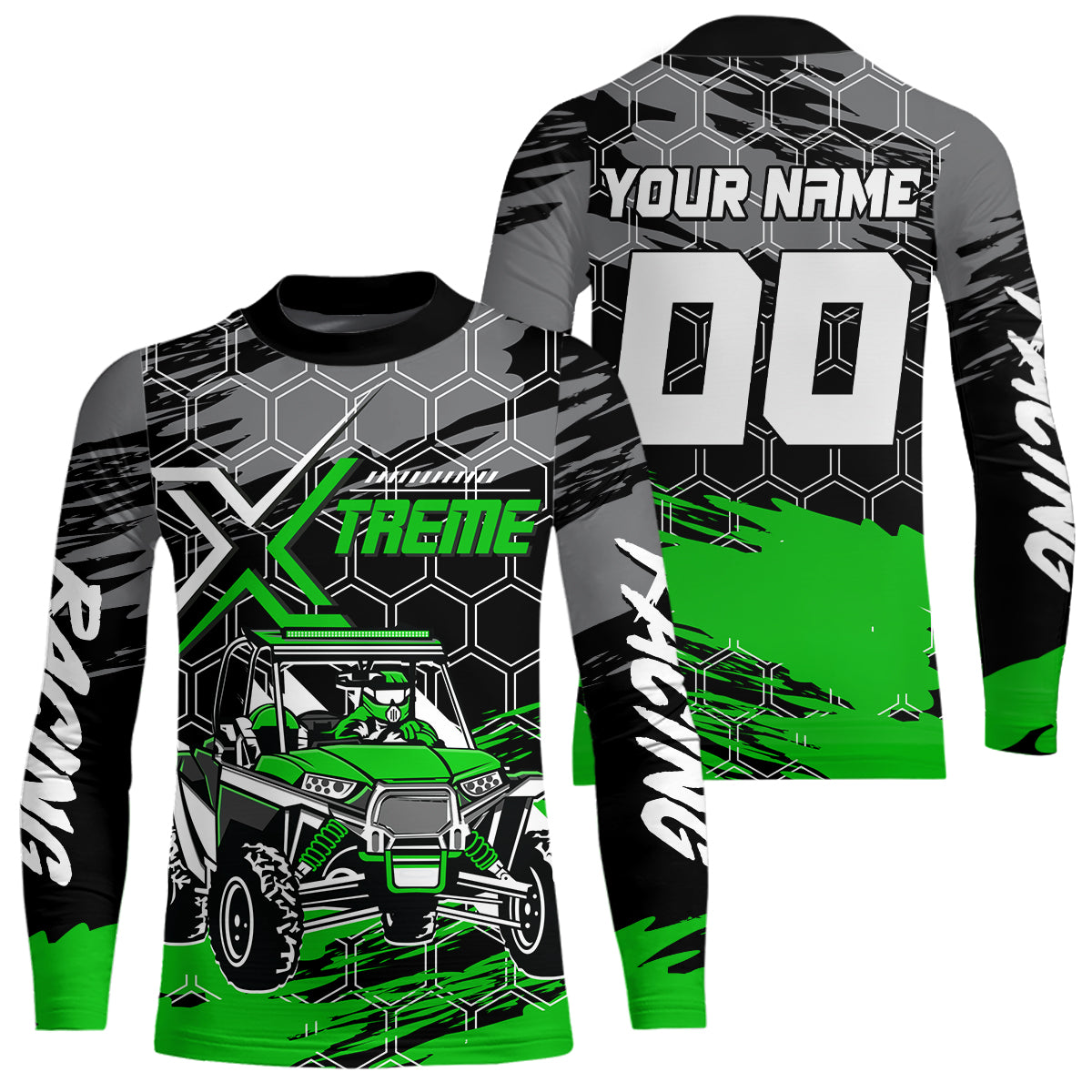 Custom Green UTV Off-Road UTV Motocross Racing Shirt Men Women Side by Side UTV Off-Road Shirts UPF30+ DNT96