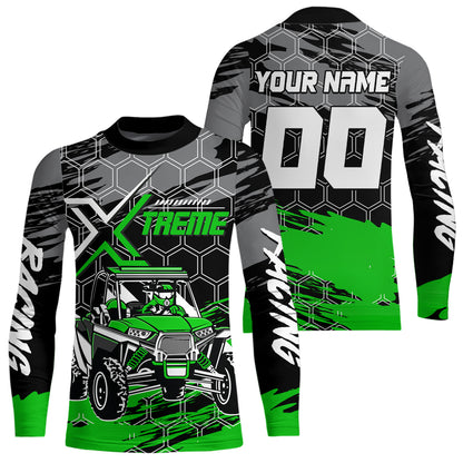 Custom Green UTV Off-Road UTV Motocross Racing Shirt Men Women Side by Side UTV Off-Road Shirts UPF30+ DNT96