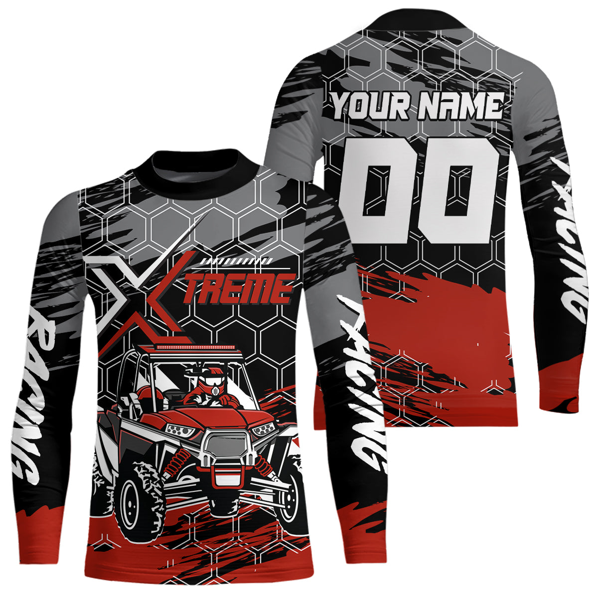 Custom Red UTV Off-Road UTV Motocross Racing Shirt Men Women Side by Side UTV Off-Road Shirts UPF30+ DNT96