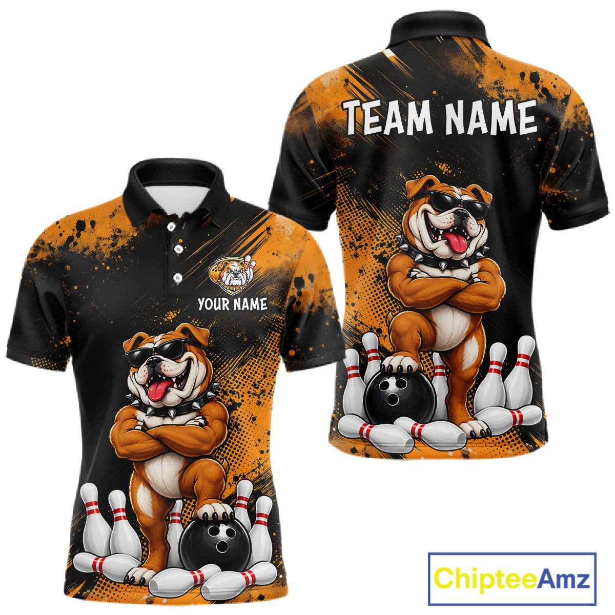 Custom Funny Bulldog Bowling Shirt for Men Bowling Team Jersey for Bowler Bowling League HNT578