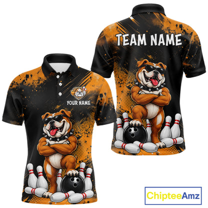 Custom Funny Bulldog Bowling Shirt for Men Bowling Team Jersey for Bowler Bowling League HNT578