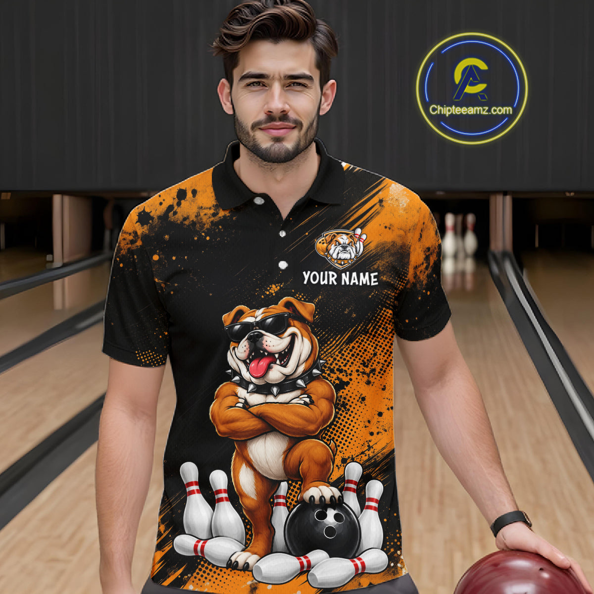 Custom Funny Bulldog Bowling Shirt for Men Bowling Team Jersey for Bowler Bowling League HNT578