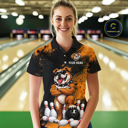 Custom Funny Bulldog Bowling Shirt for Women Bowling Team Jersey for Bowler Bowling League HNT578