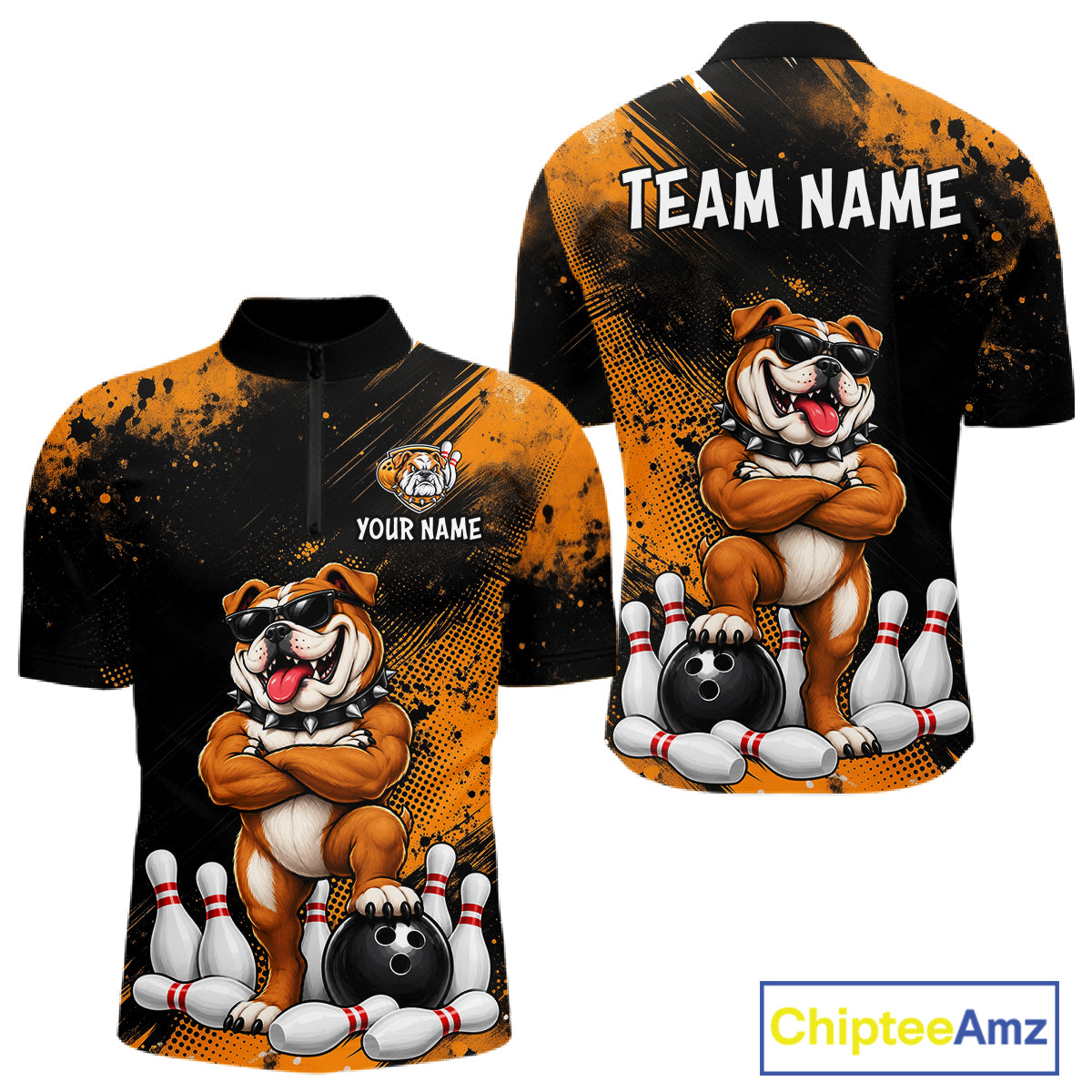 Custom Funny Bulldog Bowling Shirt for Men Bowling Team Jersey for Bowler Bowling League HNT578