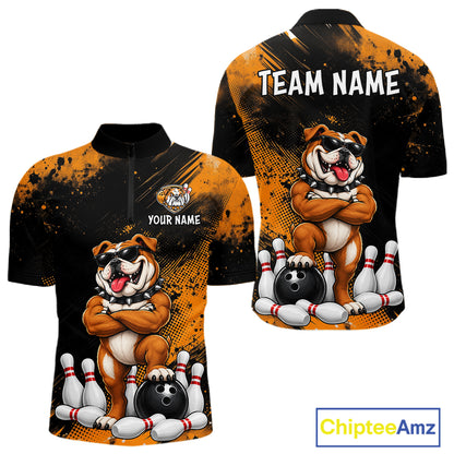 Custom Funny Bulldog Bowling Shirt for Men Bowling Team Jersey for Bowler Bowling League HNT578