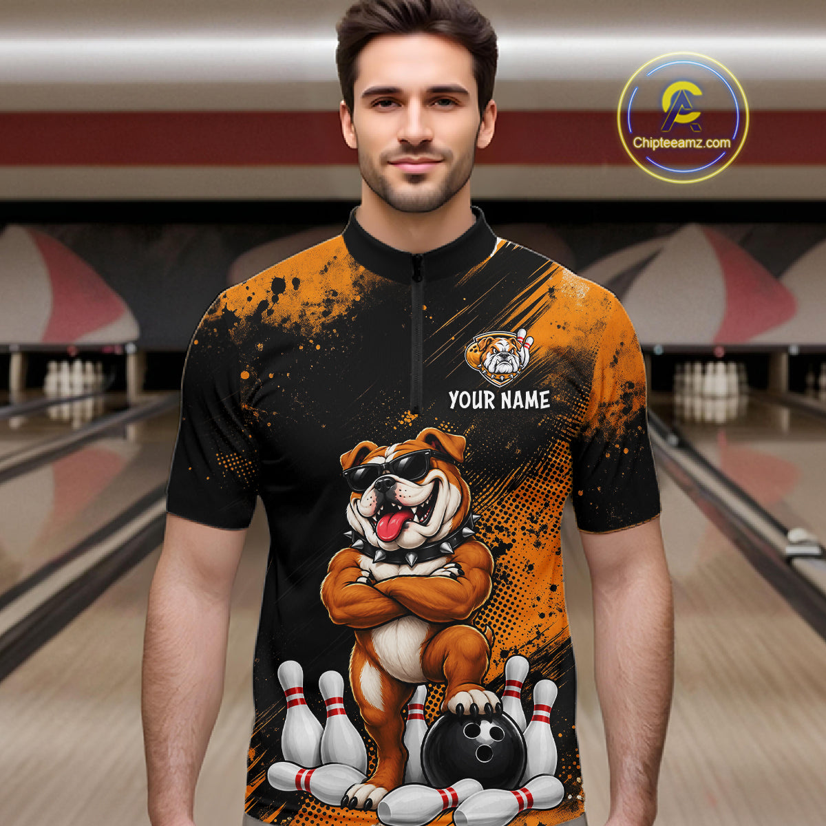 Custom Funny Bulldog Bowling Shirt for Men Bowling Team Jersey for Bowler Bowling League HNT578