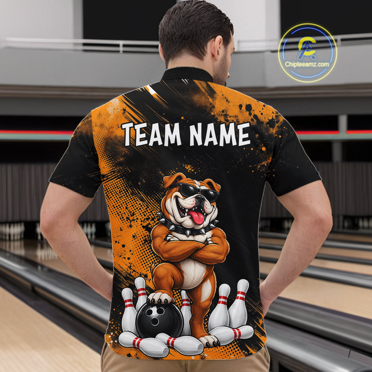 Custom Funny Bulldog Bowling Shirt for Men Bowling Team Jersey for Bowler Bowling League HNT578