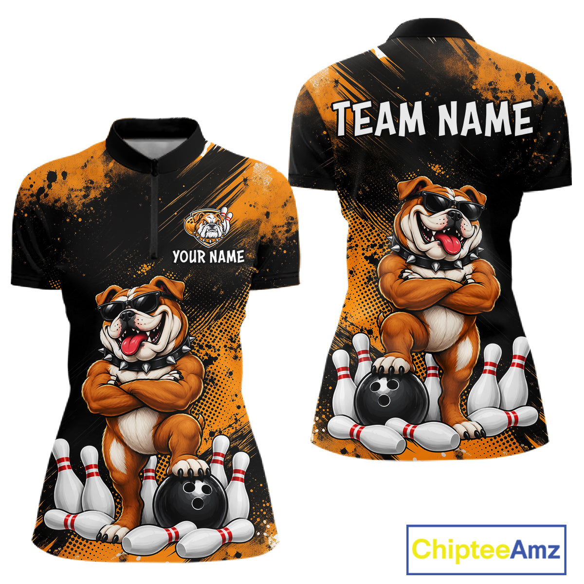 Custom Funny Bulldog Bowling Shirt for Women Bowling Team Jersey for Bowler Bowling League HNT578