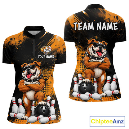 Custom Funny Bulldog Bowling Shirt for Women Bowling Team Jersey for Bowler Bowling League HNT578