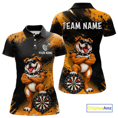 Bulldog Womens Darts Polo & Quarter Zip Shirts Custom Dart Shirts For Team Darts Jerseys NNT320