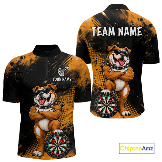 Bulldog Mens Darts Polo & Quarter Zip Shirts Custom Dart Shirts For Team Darts Jerseys NNT320