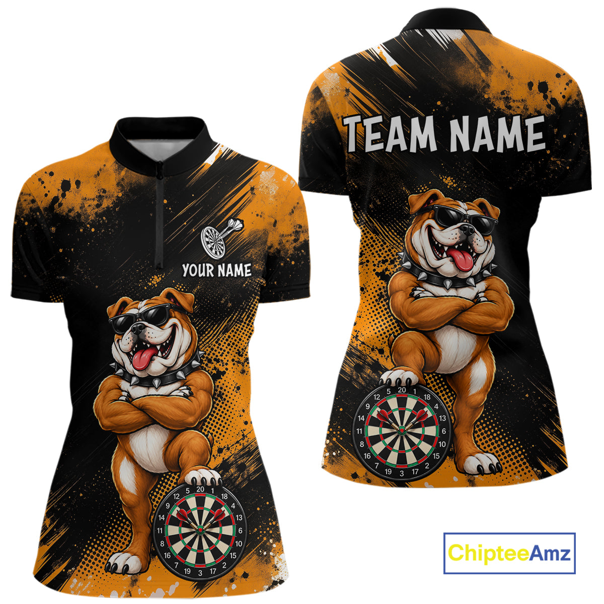 Bulldog Womens Darts Polo & Quarter Zip Shirts Custom Dart Shirts For Team Darts Jerseys NNT320
