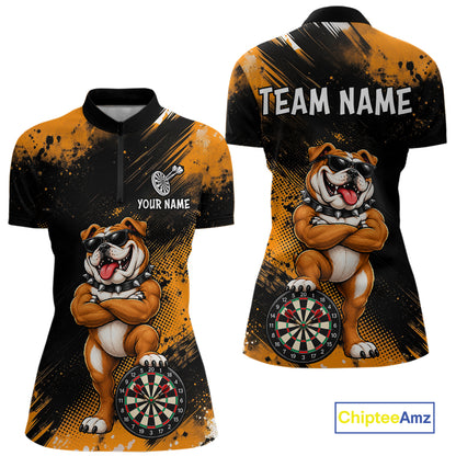 Bulldog Womens Darts Polo & Quarter Zip Shirts Custom Dart Shirts For Team Darts Jerseys NNT320